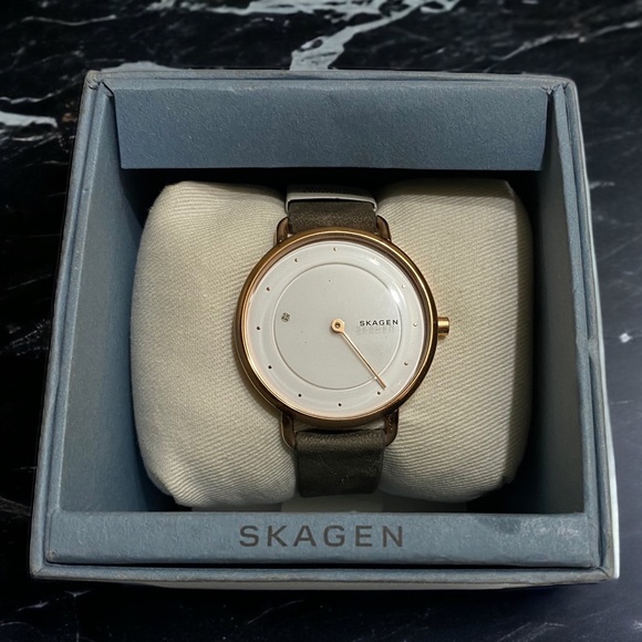Skagen Accessories - Skagen Horisont Special-Edition Genuine Diamond Gray Leather Watch